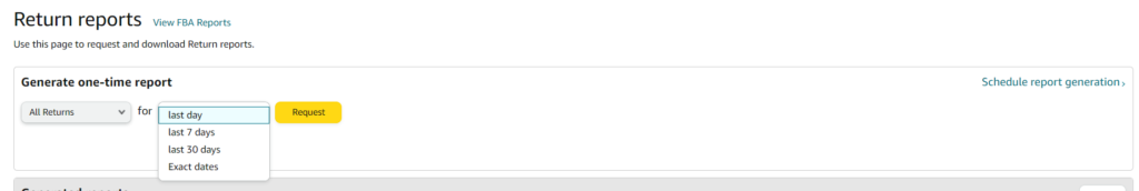 3. You can also get a list of returned products from the Returns tab via Return Reports.