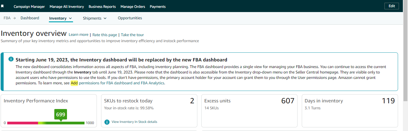 To view your IPI score, click the Performance tab.