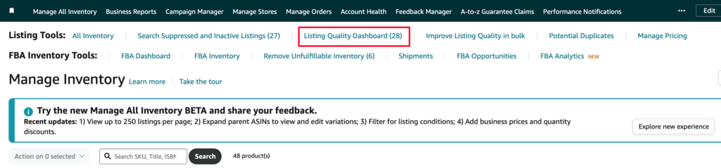 How to access the Listing Quality Dashboard?