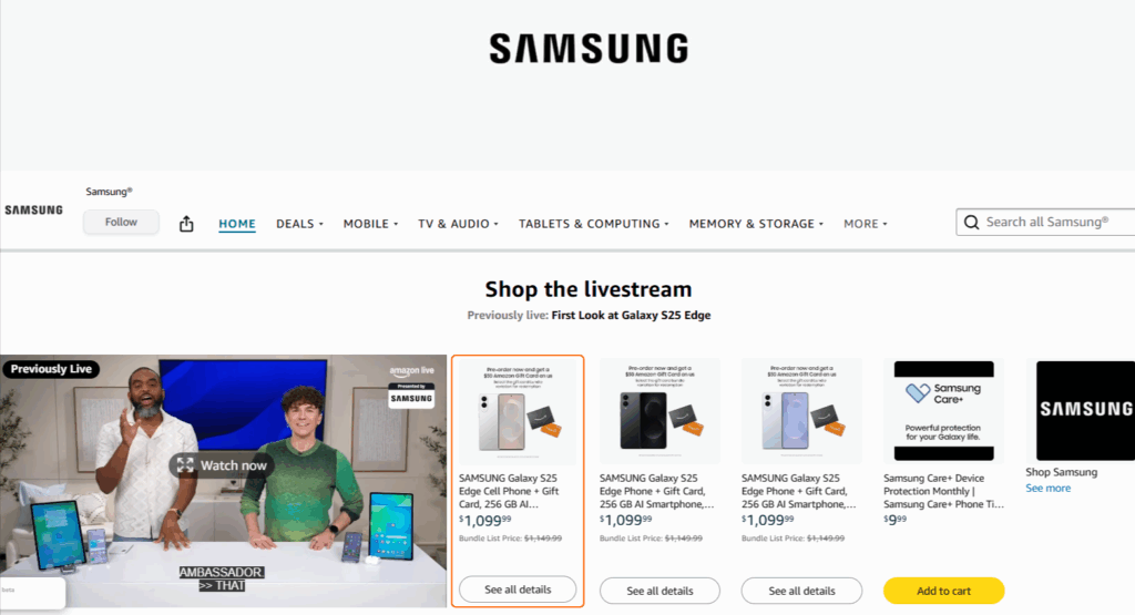 Amazon Storefront is a prime example of how to design a clean, tech-savvy shopping experience that puts the customer first